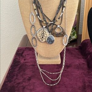 Lot of 5 Silpada Necklaces .925 Silver/stones/Feathers/Leather/seed beads